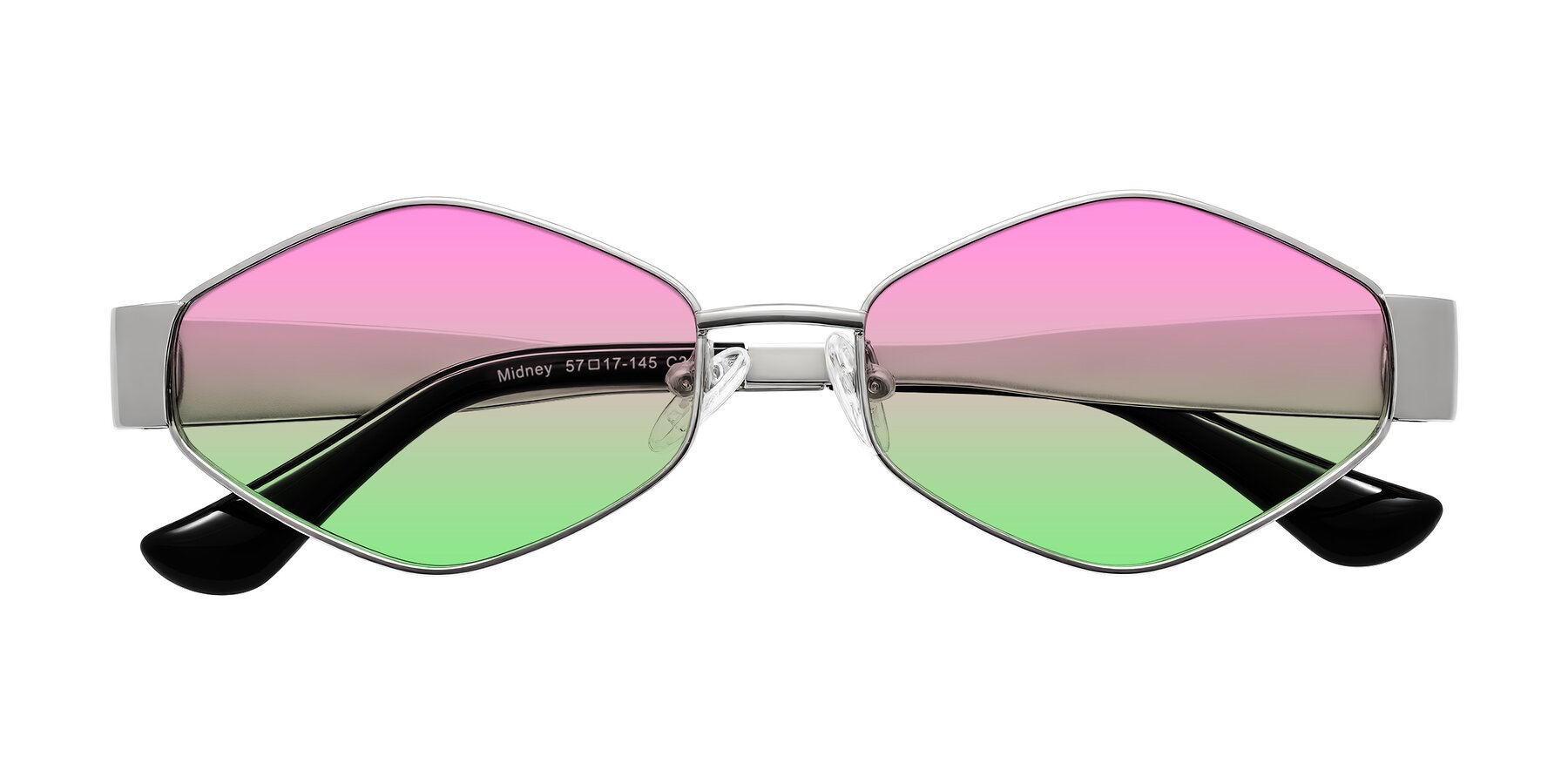 Folded Front of Midney in Silver with Pink / Green Gradient Lenses