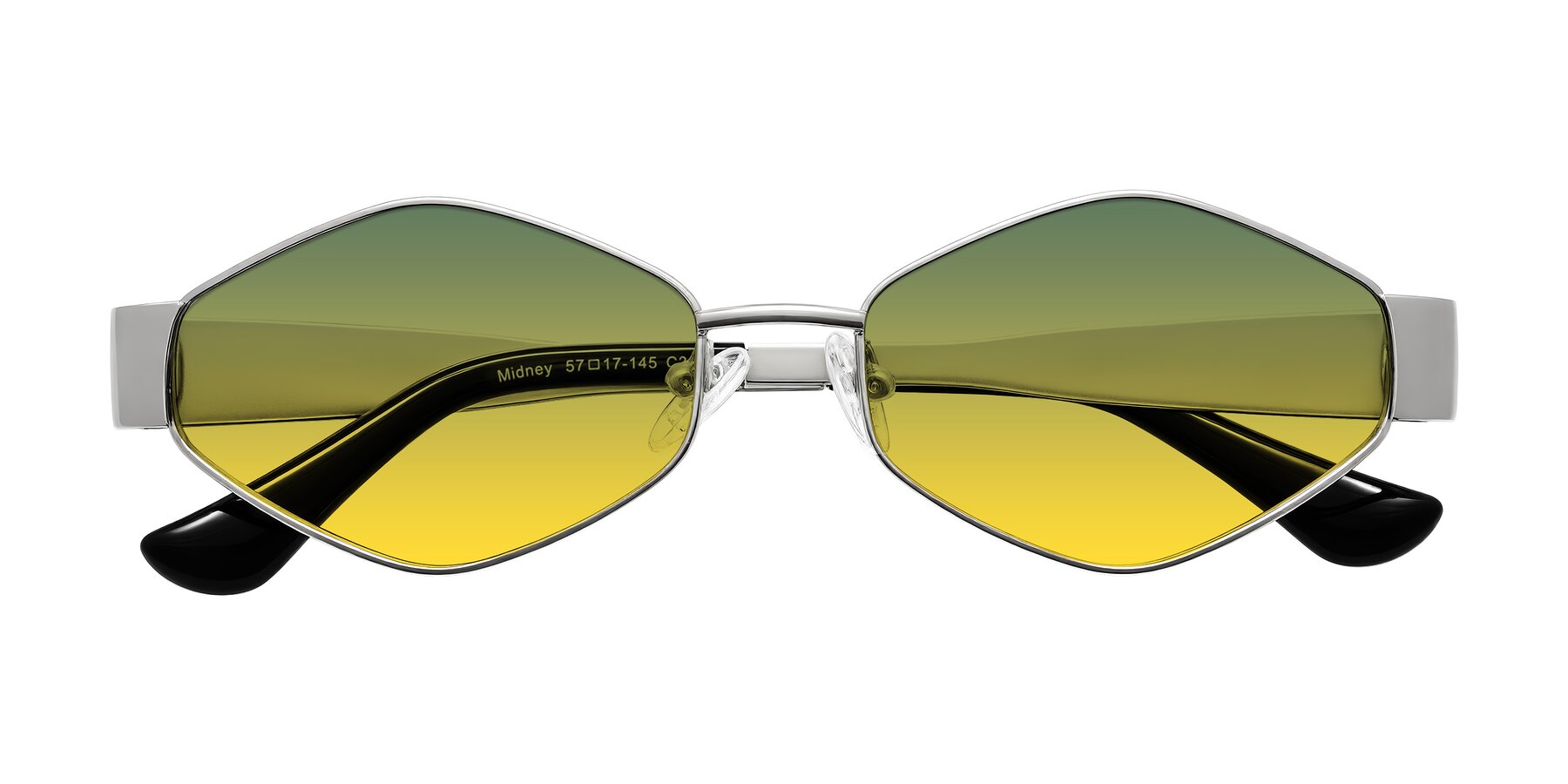 Folded Front of Midney in Silver with Green / Yellow Gradient Lenses