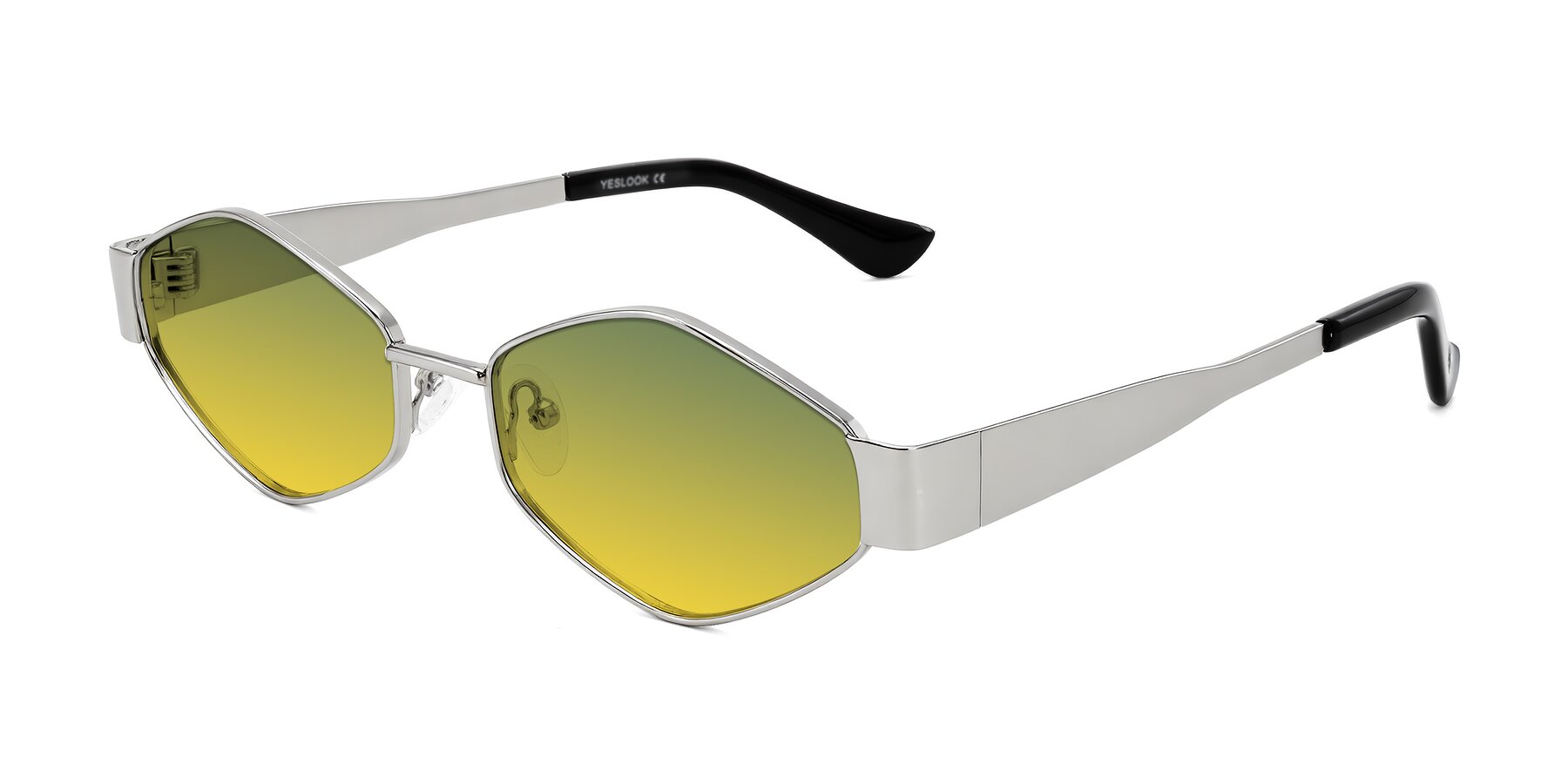 Angle of Midney in Silver with Green / Yellow Gradient Lenses