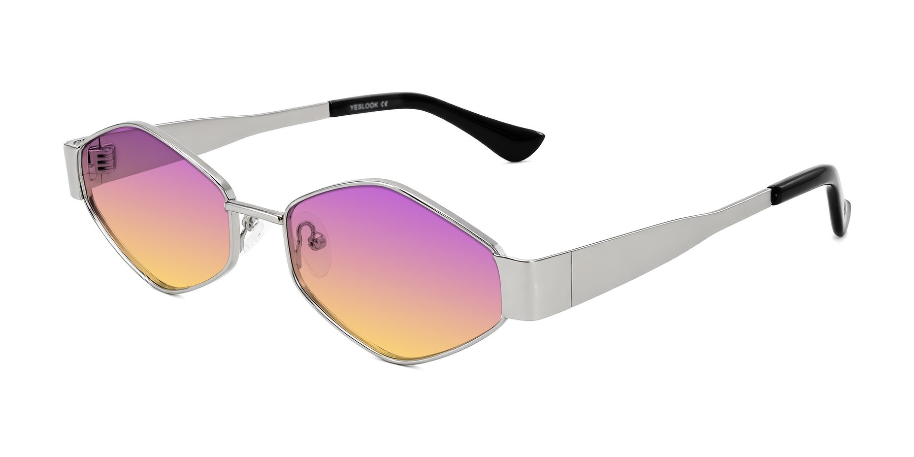 Angle of Midney in Silver with Purple / Yellow Gradient Lenses