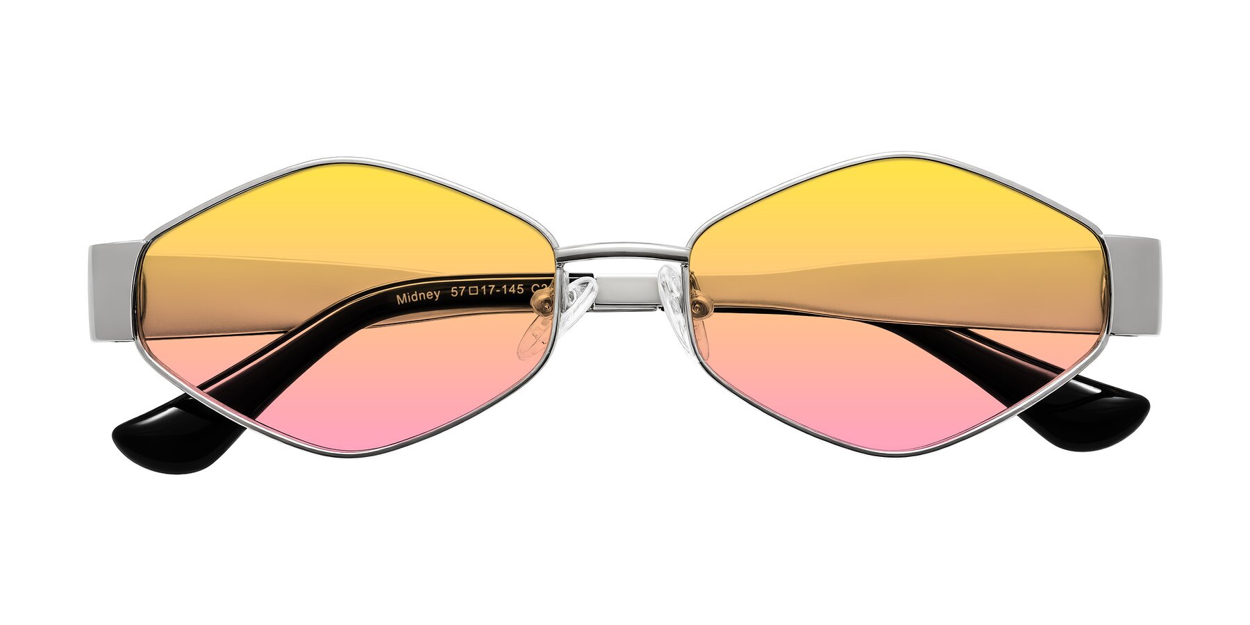 Folded Front of Midney in Silver with Yellow / Pink Gradient Lenses
