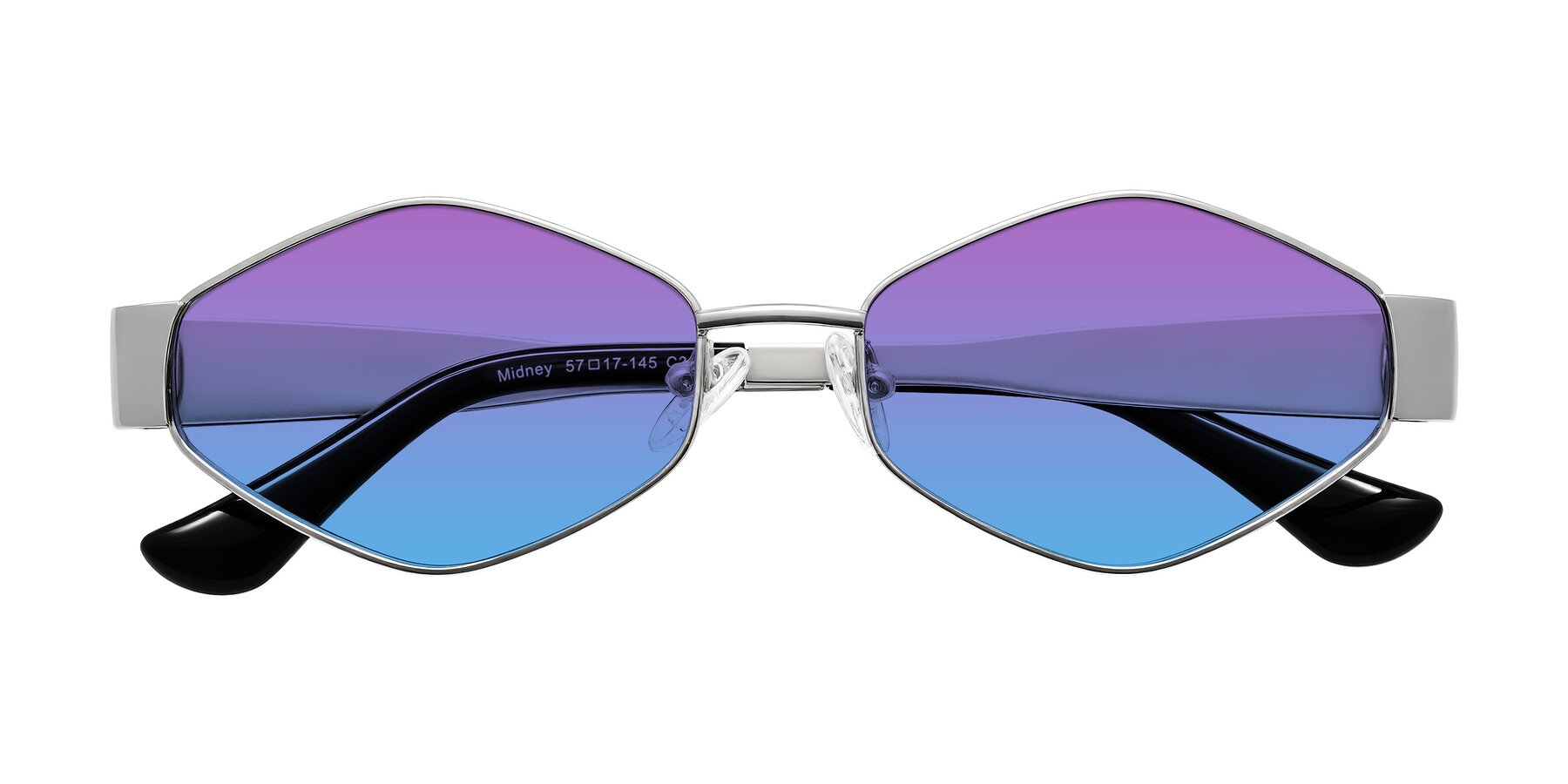 Folded Front of Midney in Silver with Purple / Blue Gradient Lenses