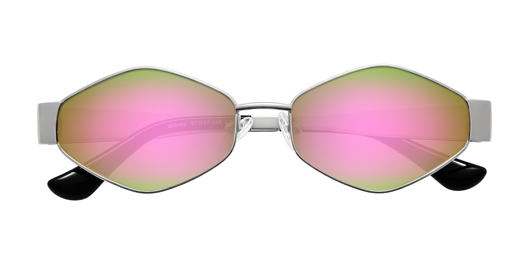 Folded Front of Midney in Silver with Pink Mirrored Lenses