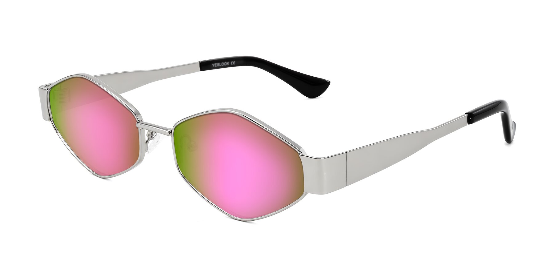Angle of Midney in Silver with Pink Mirrored Lenses