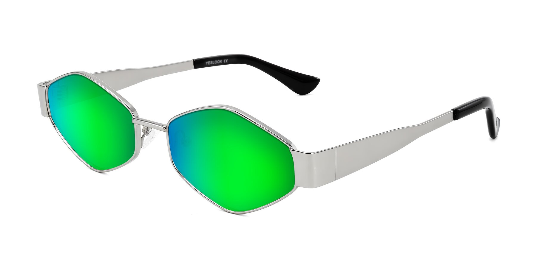 Angle of Midney in Silver with Green Mirrored Lenses