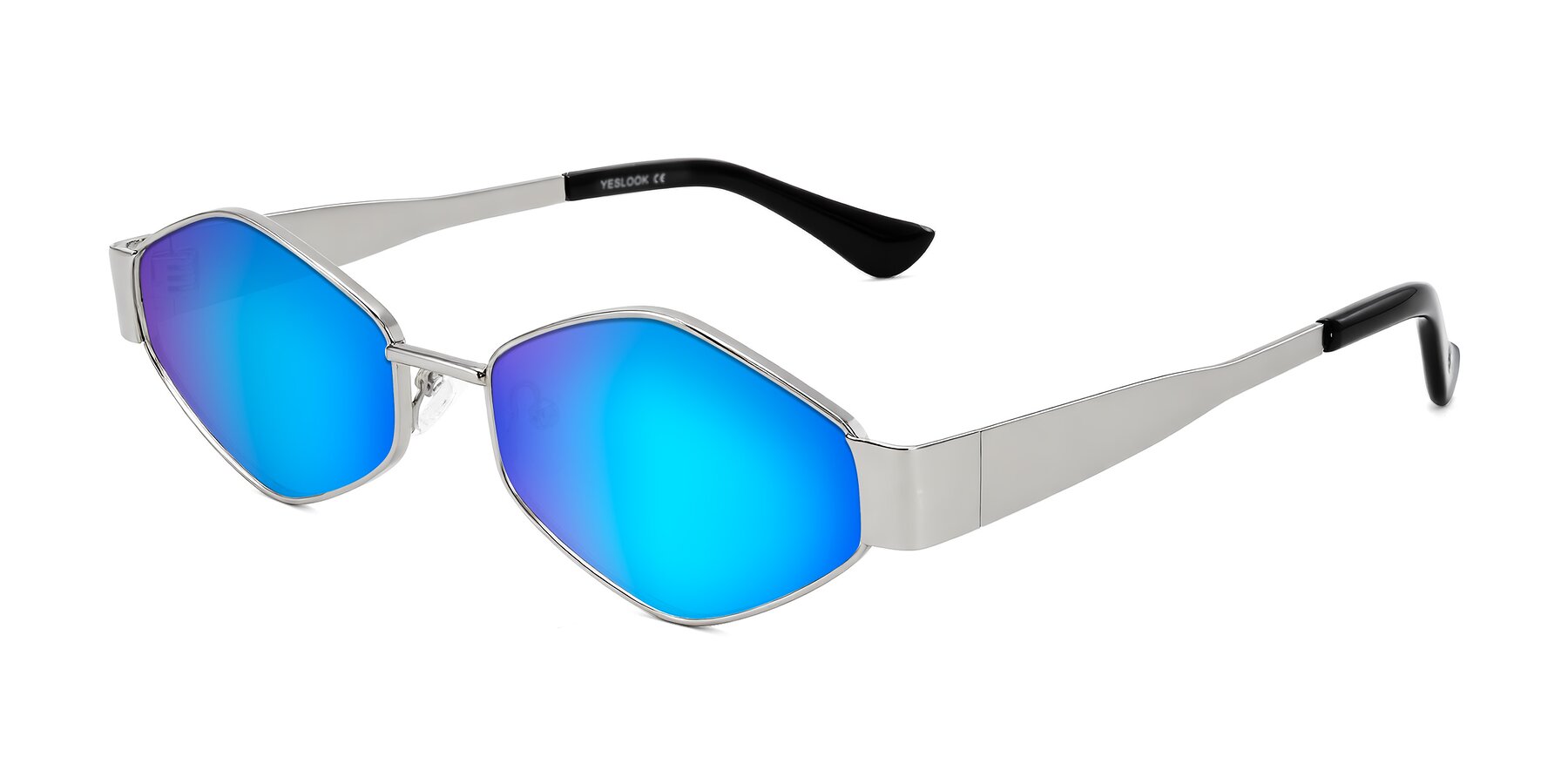 Angle of Midney in Silver with Blue Mirrored Lenses
