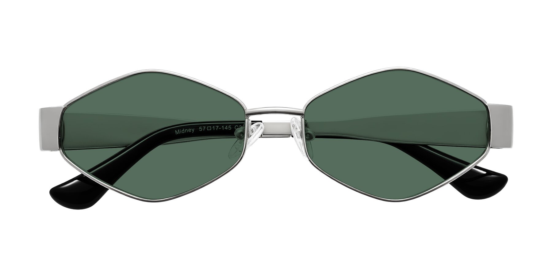 Folded Front of Midney in Silver with Green Polarized Lenses