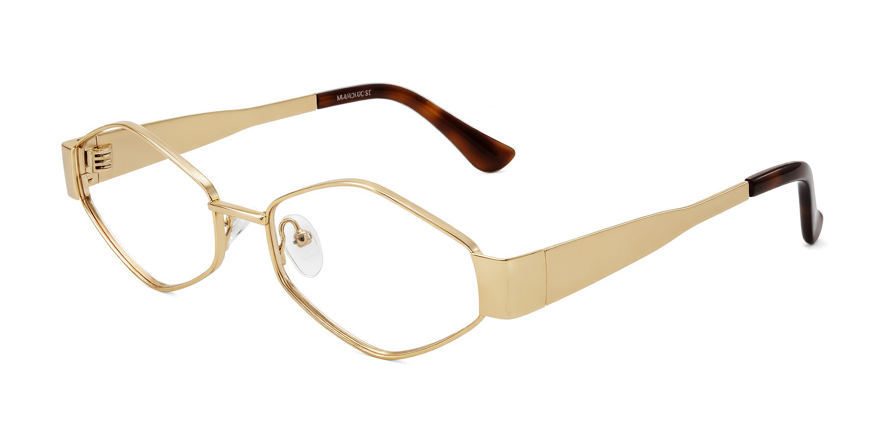 Angle of Midney in Gold with Clear Eyeglass Lenses