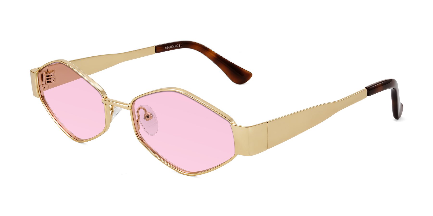 Angle of Midney in Gold with Light Pink Tinted Lenses