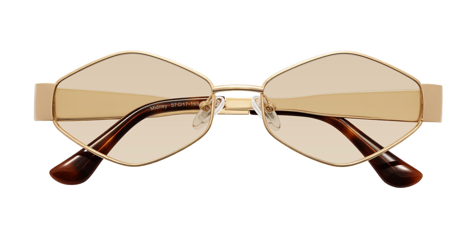 Folded Front of Midney in Gold with Light Brown Tinted Lenses