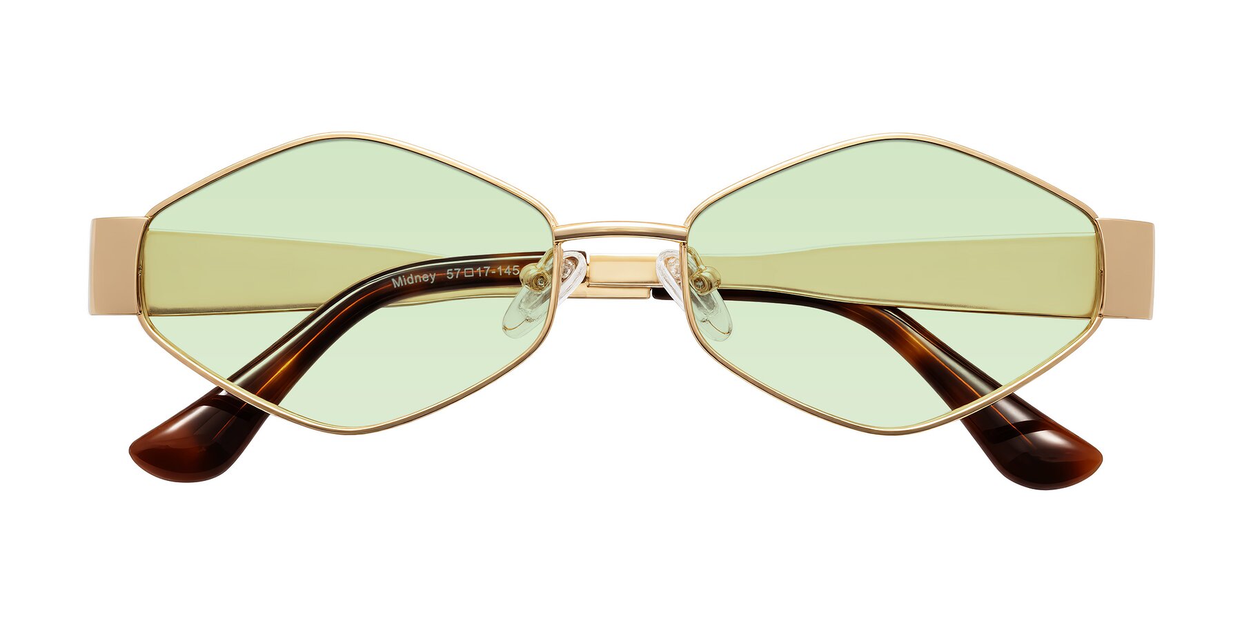 Folded Front of Midney in Gold with Light Green Tinted Lenses