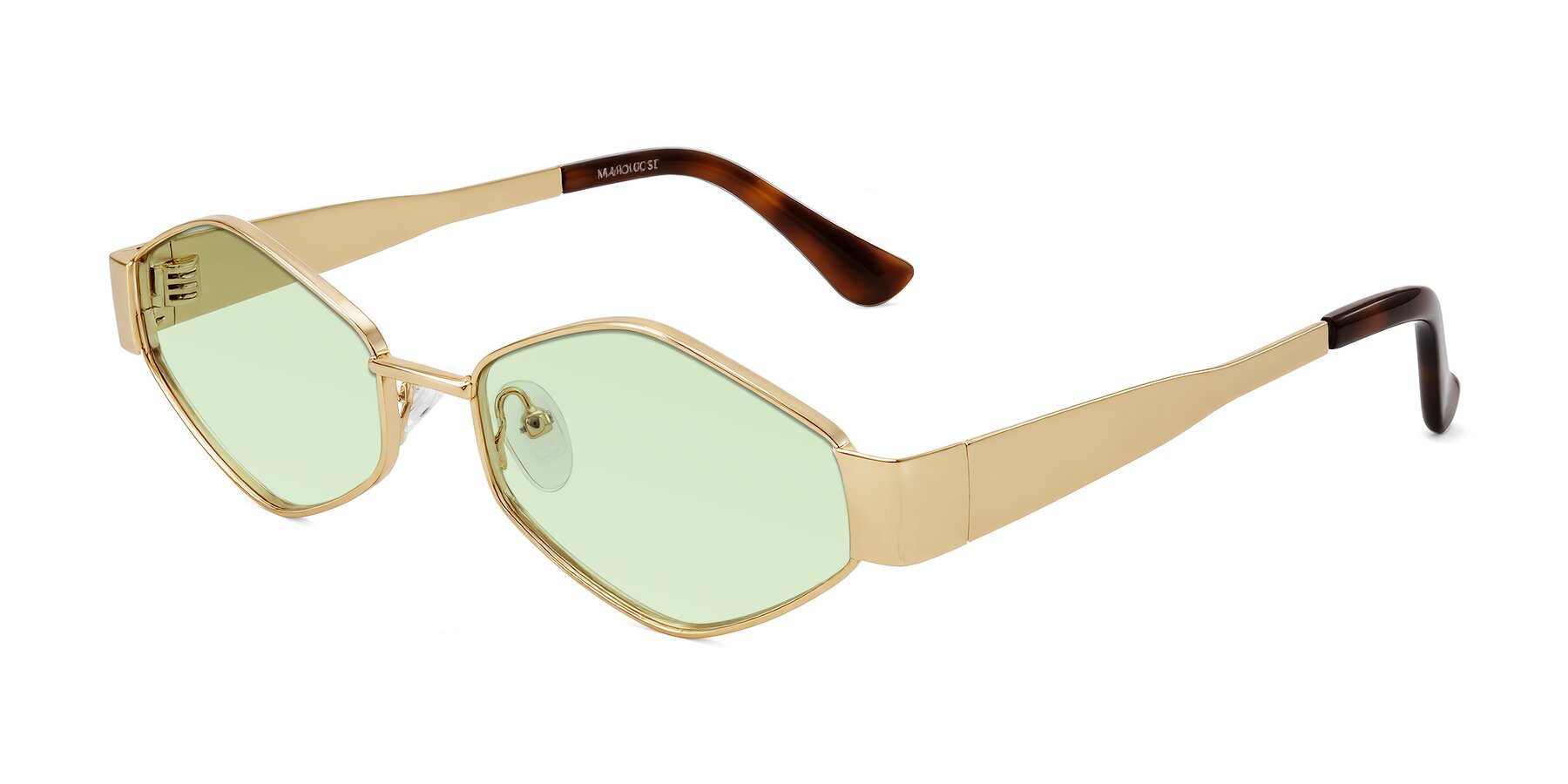 Angle of Midney in Gold with Light Green Tinted Lenses