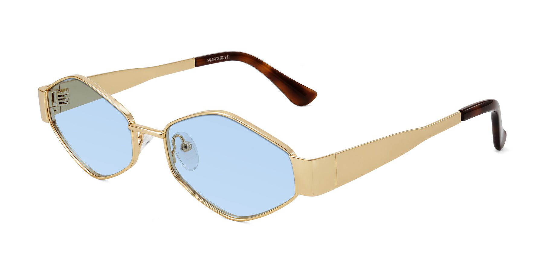 Angle of Midney in Gold with Light Blue Tinted Lenses