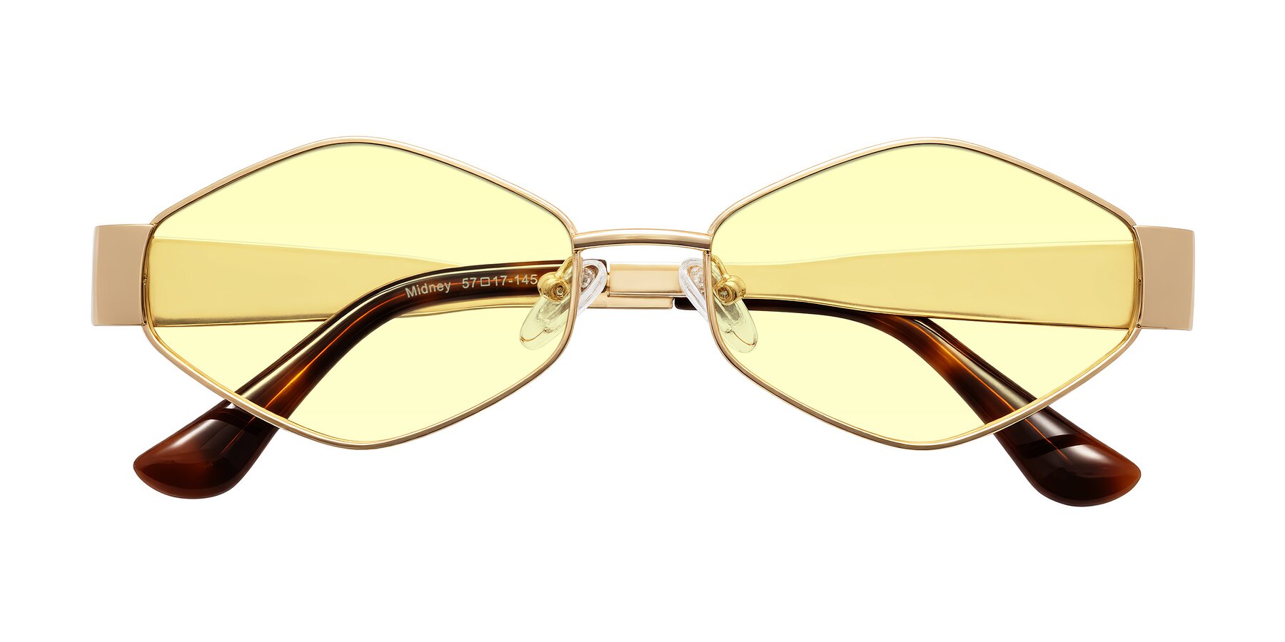 Folded Front of Midney in Gold with Light Yellow Tinted Lenses