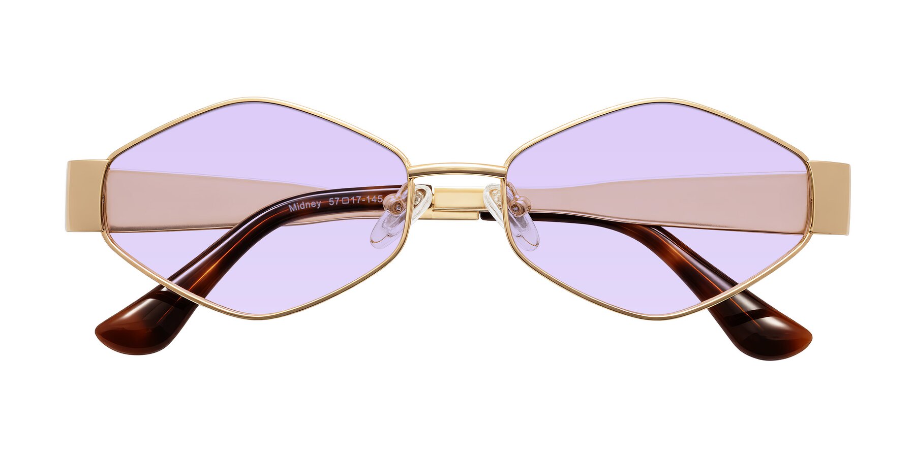 Folded Front of Midney in Gold with Light Purple Tinted Lenses