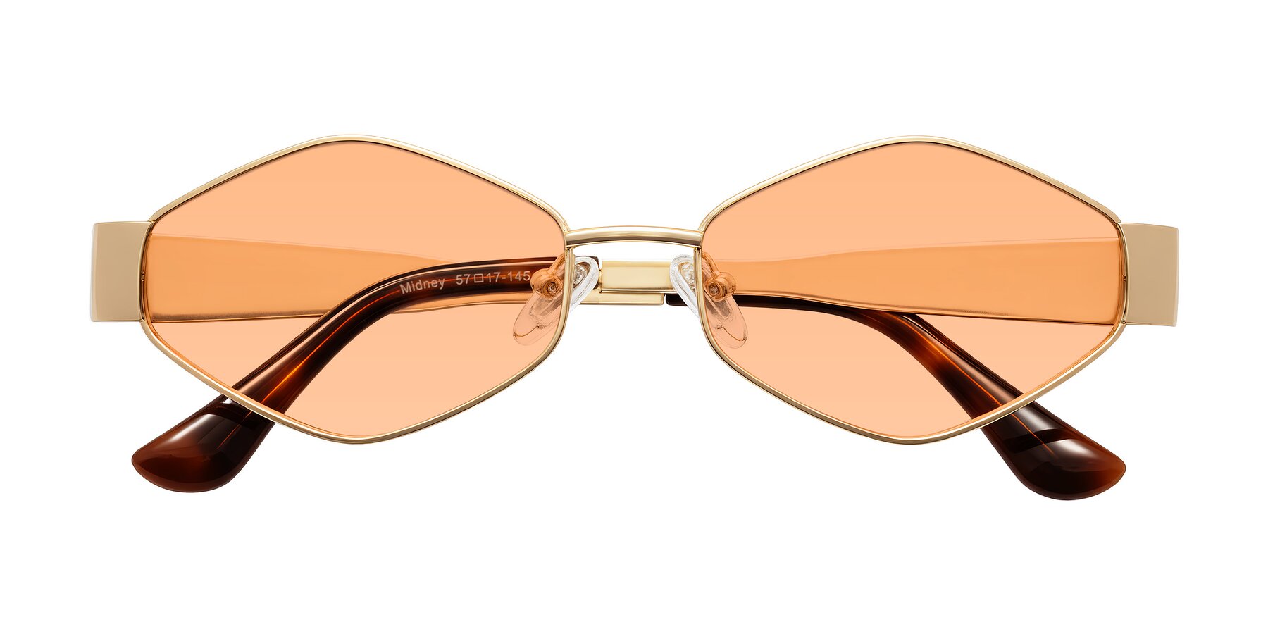 Folded Front of Midney in Gold with Light Orange Tinted Lenses