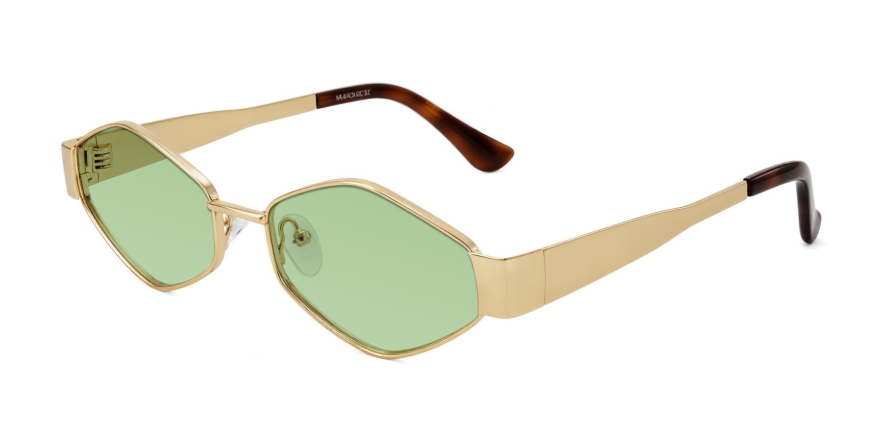 Angle of Midney in Gold with Medium Green Tinted Lenses