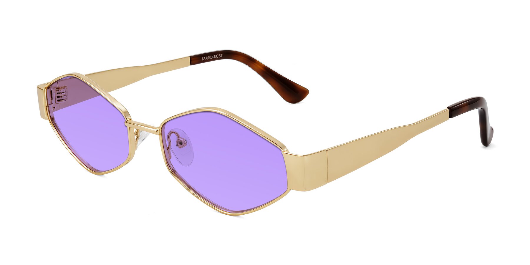 Angle of Midney in Gold with Medium Purple Tinted Lenses