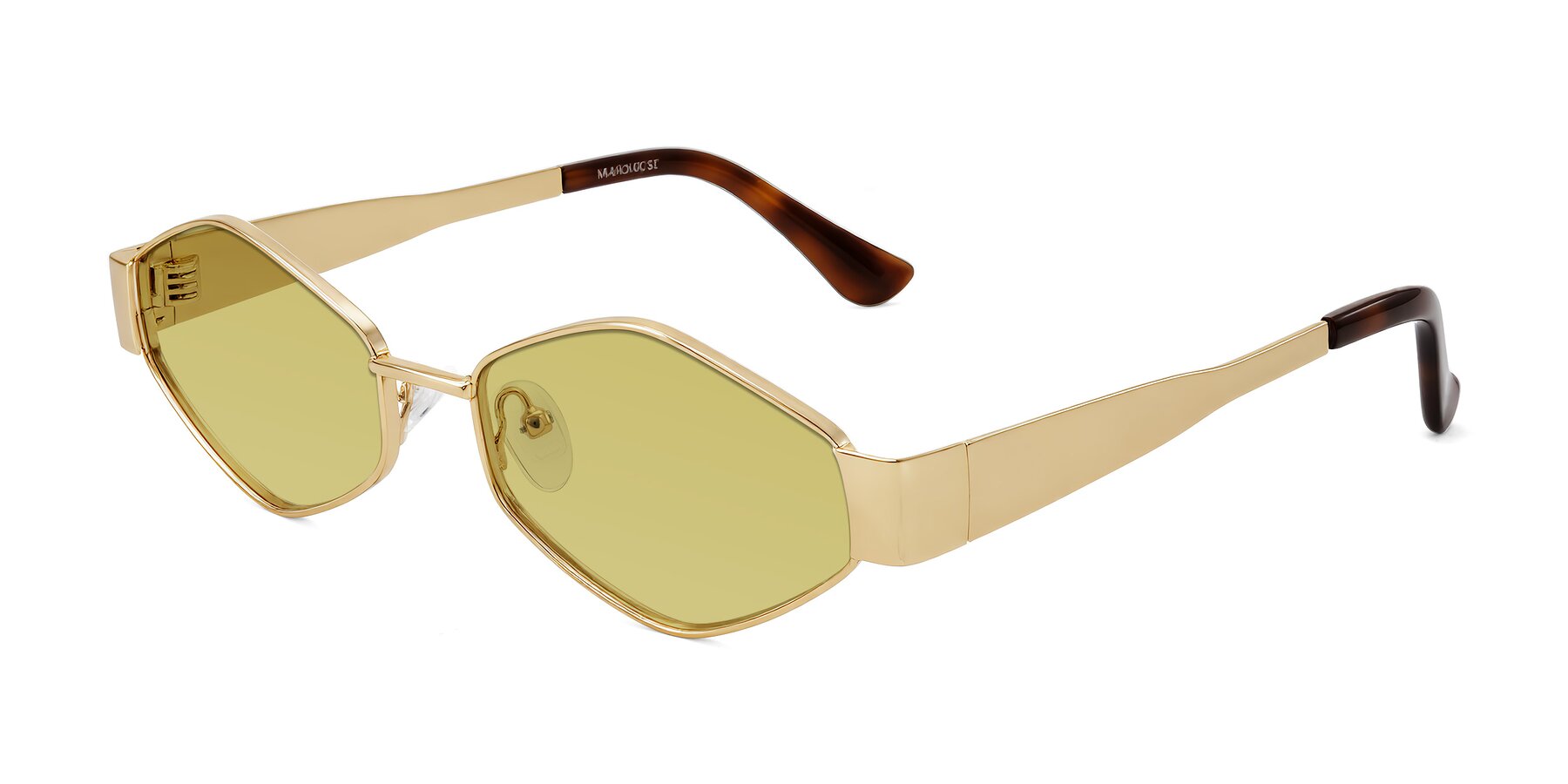 Angle of Midney in Gold with Medium Champagne Tinted Lenses