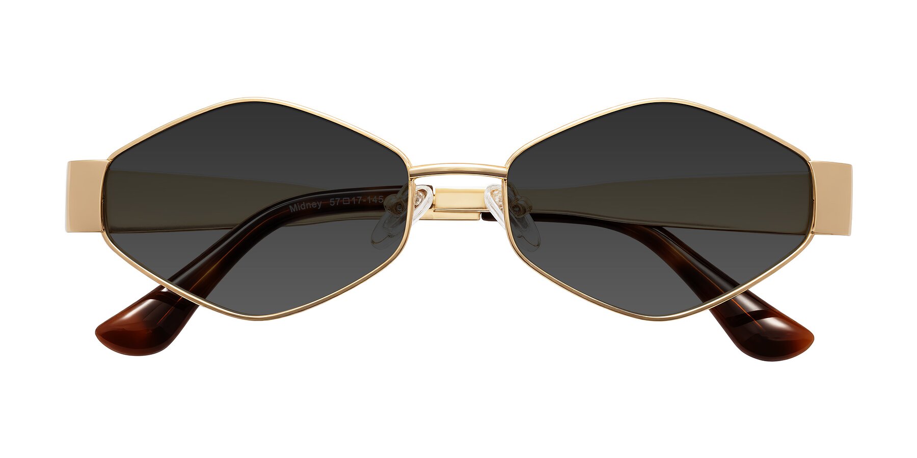 Folded Front of Midney in Gold with Gray Tinted Lenses