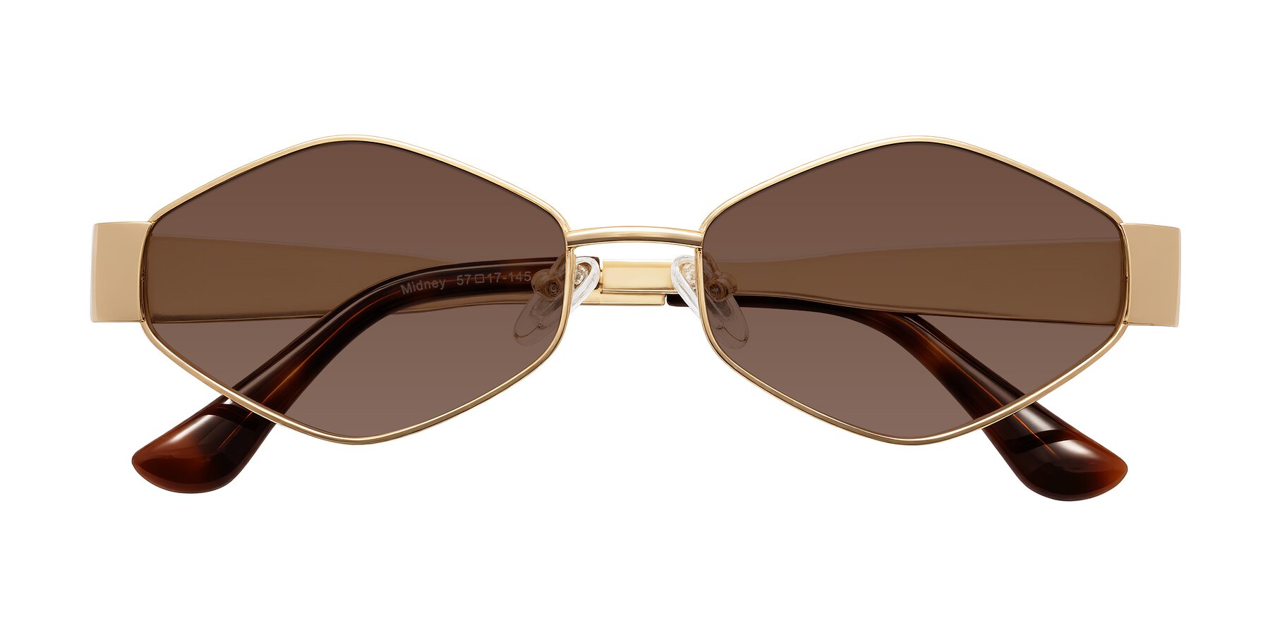 Folded Front of Midney in Gold with Brown Tinted Lenses
