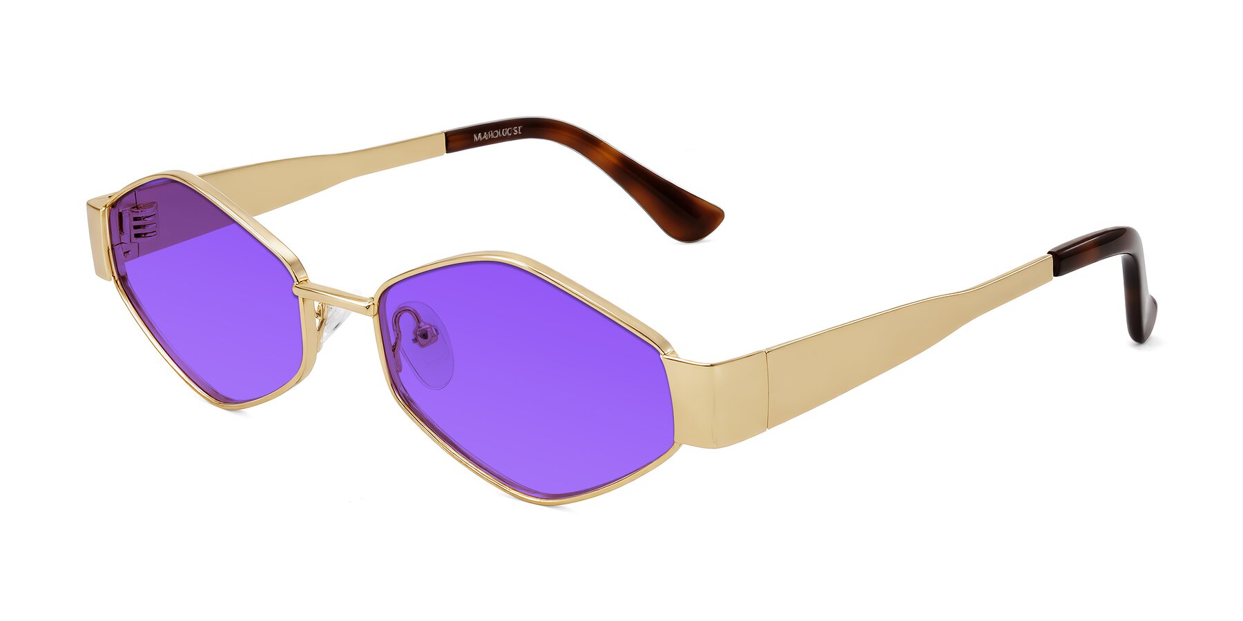 Angle of Midney in Gold with Purple Tinted Lenses