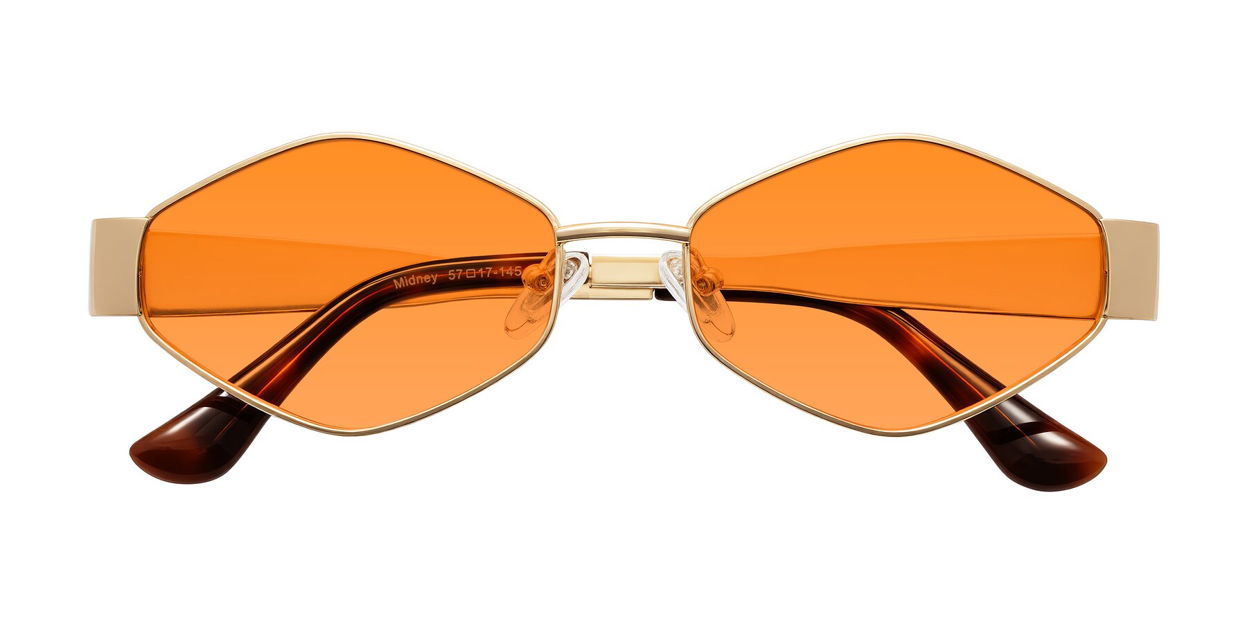 Folded Front of Midney in Gold with Orange Tinted Lenses