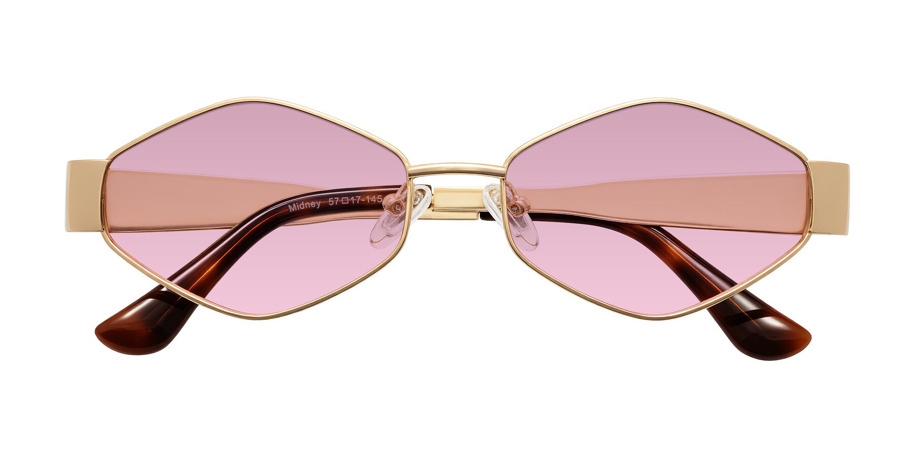 Folded Front of Midney in Gold with Light Wine Tinted Lenses