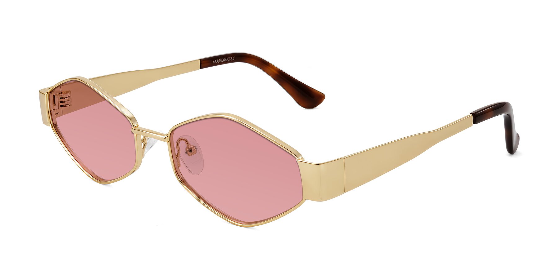 Angle of Midney in Gold with Medium Garnet Tinted Lenses