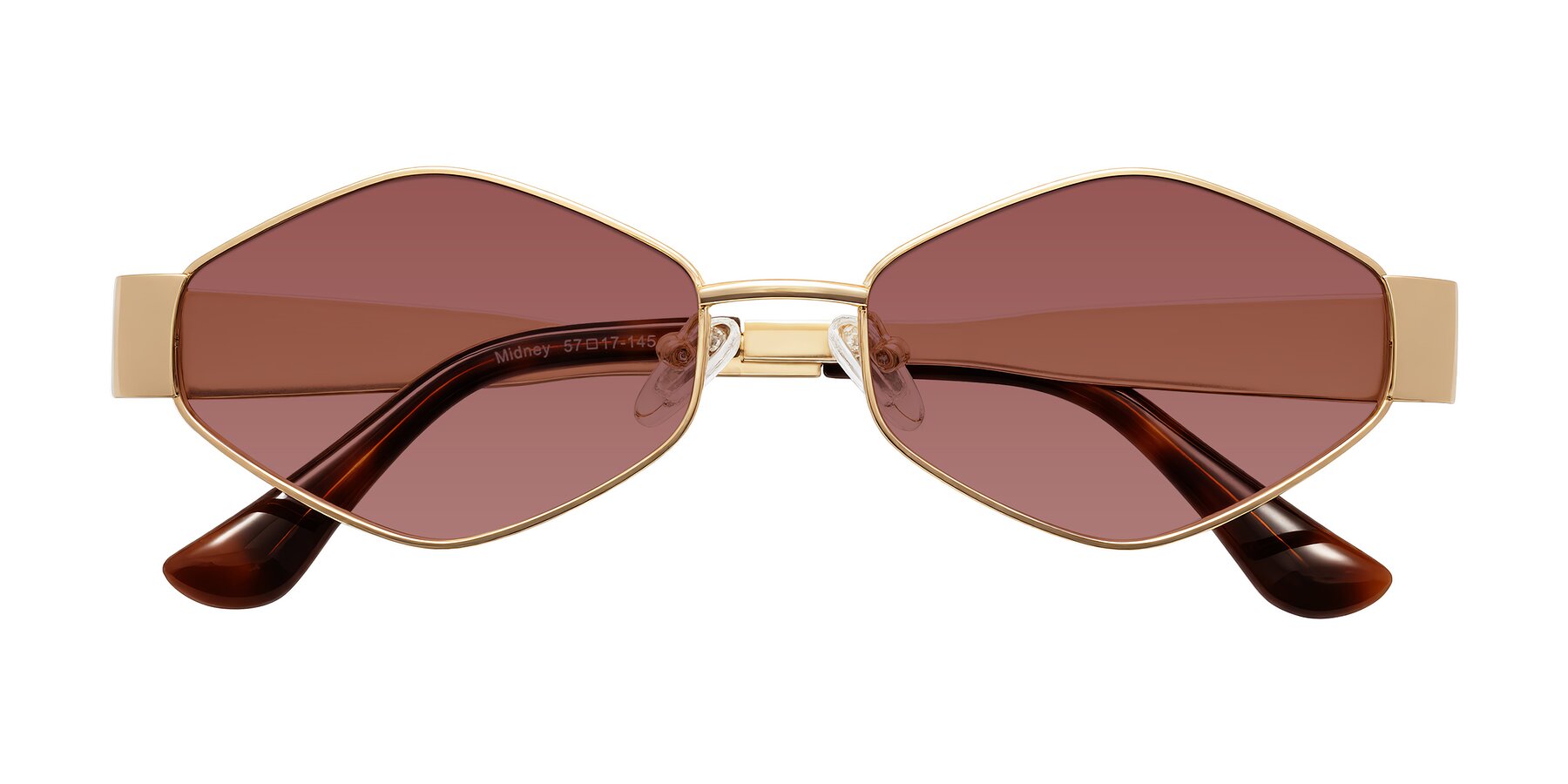Folded Front of Midney in Gold with Garnet Tinted Lenses