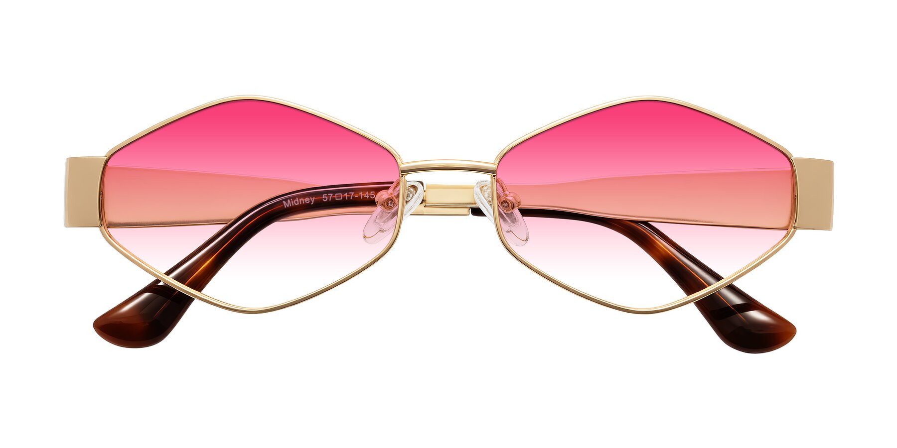 Folded Front of Midney in Gold with Pink Gradient Lenses