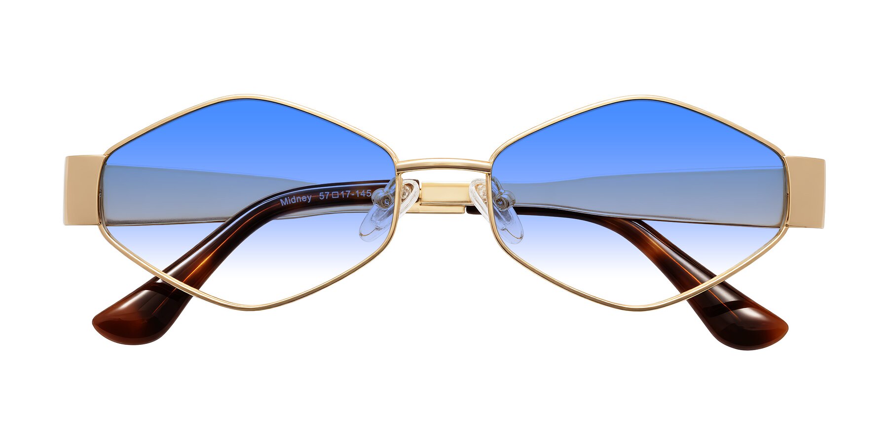 Folded Front of Midney in Gold with Blue Gradient Lenses