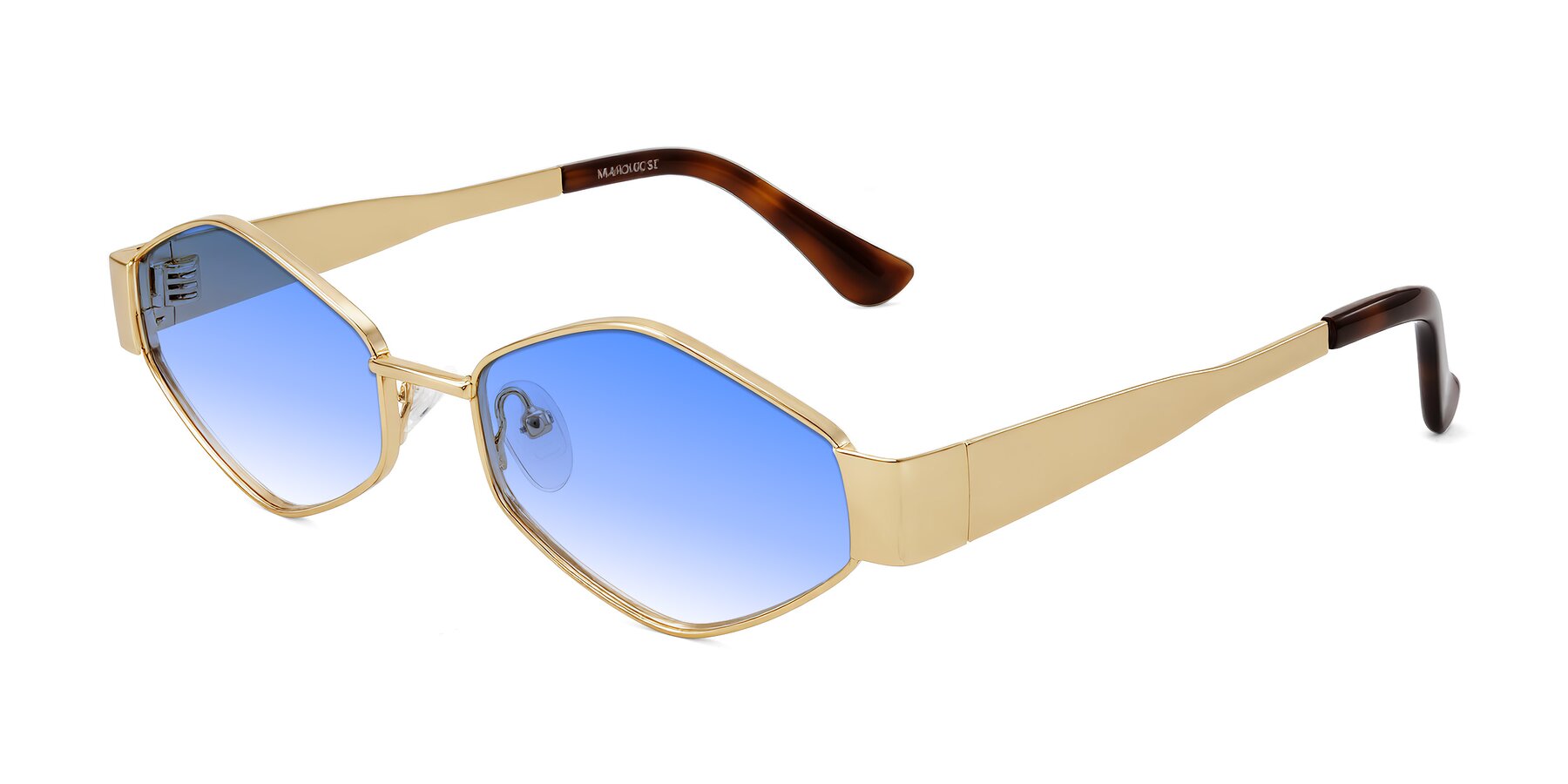 Angle of Midney in Gold with Blue Gradient Lenses