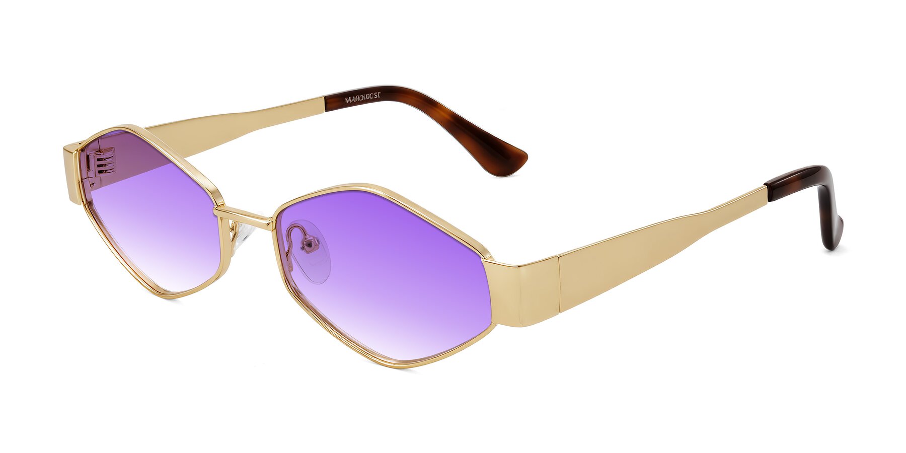 Angle of Midney in Gold with Purple Gradient Lenses
