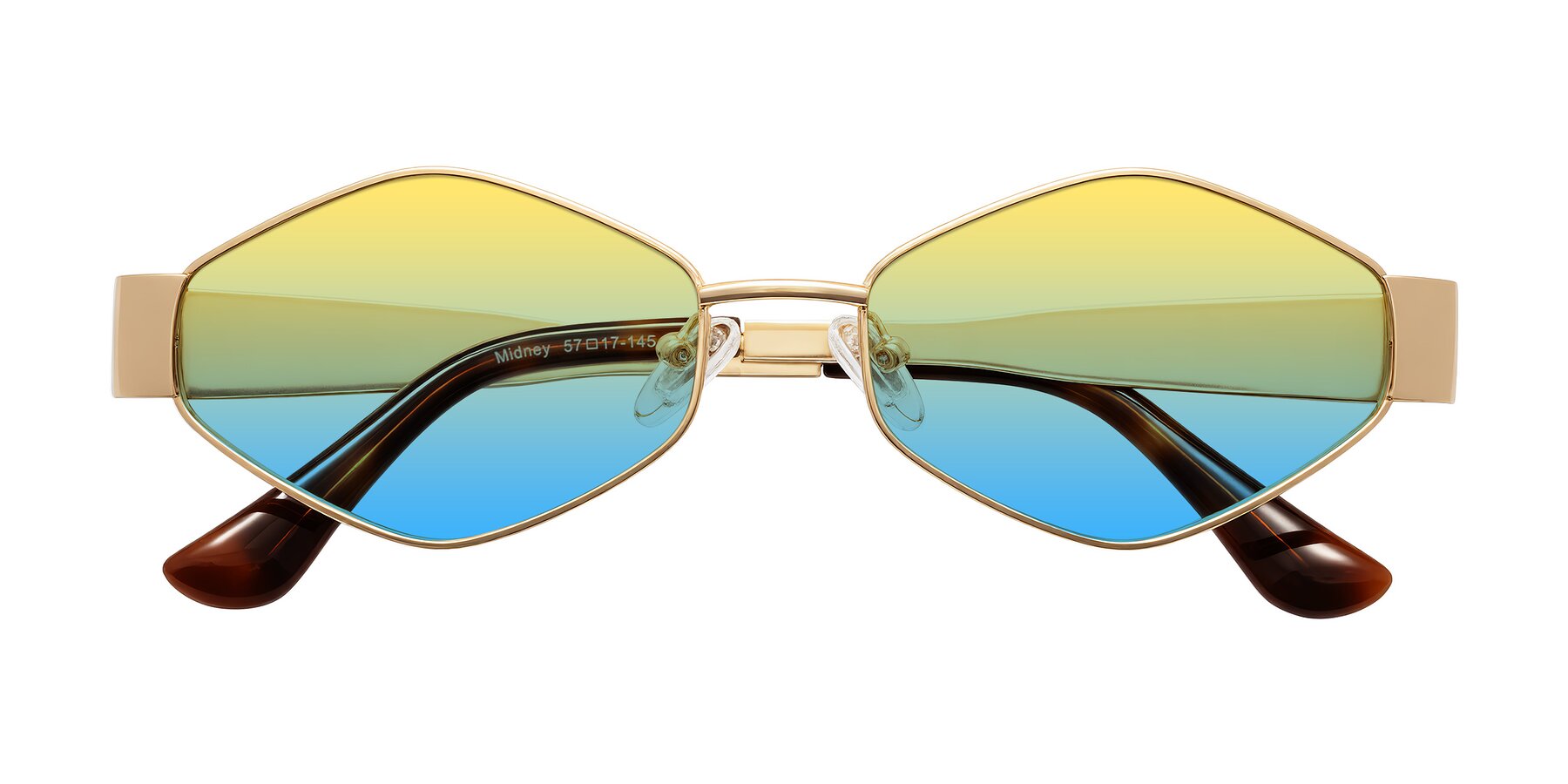 Folded Front of Midney in Gold with Yellow / Blue Gradient Lenses