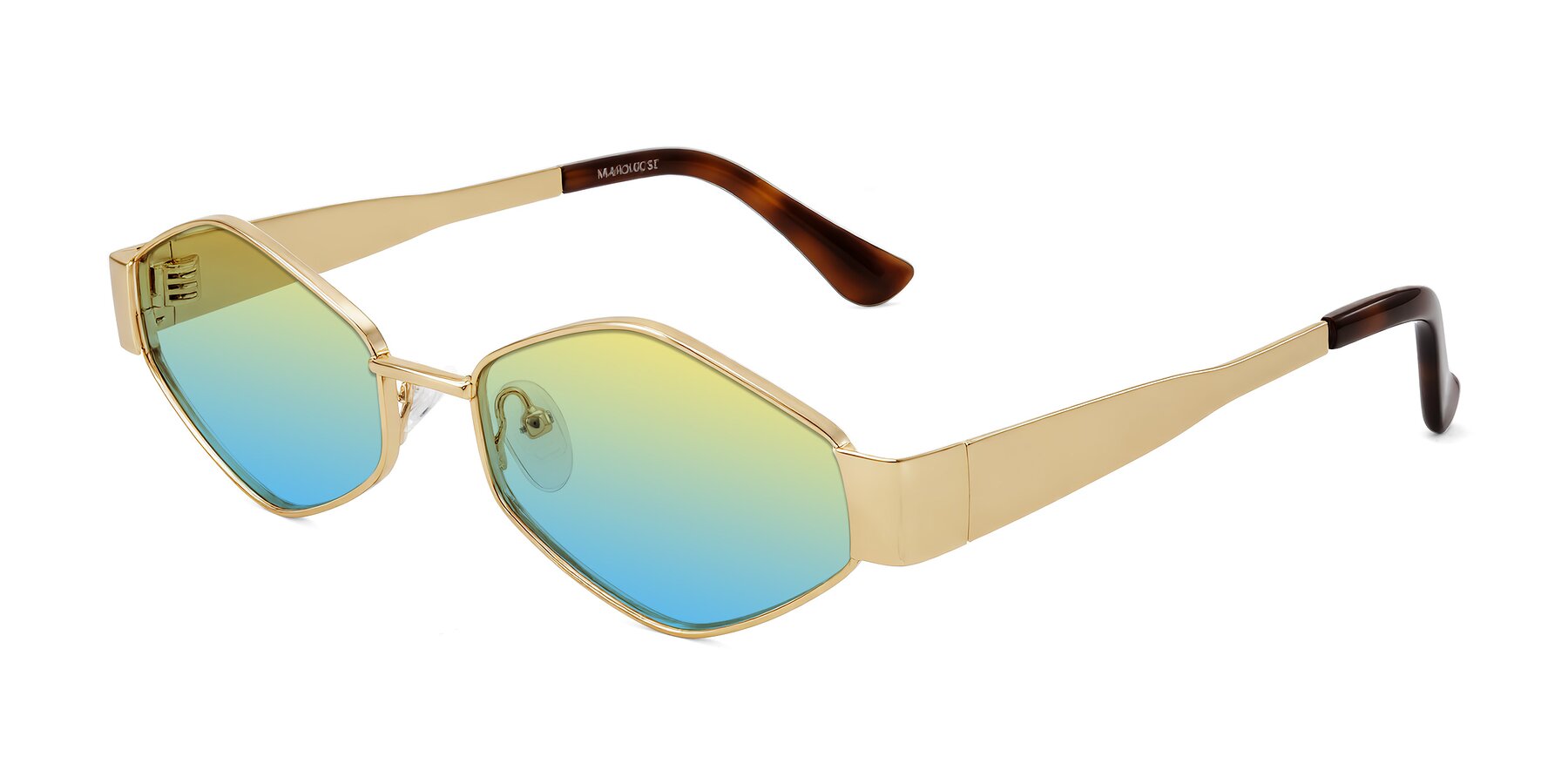 Angle of Midney in Gold with Yellow / Blue Gradient Lenses
