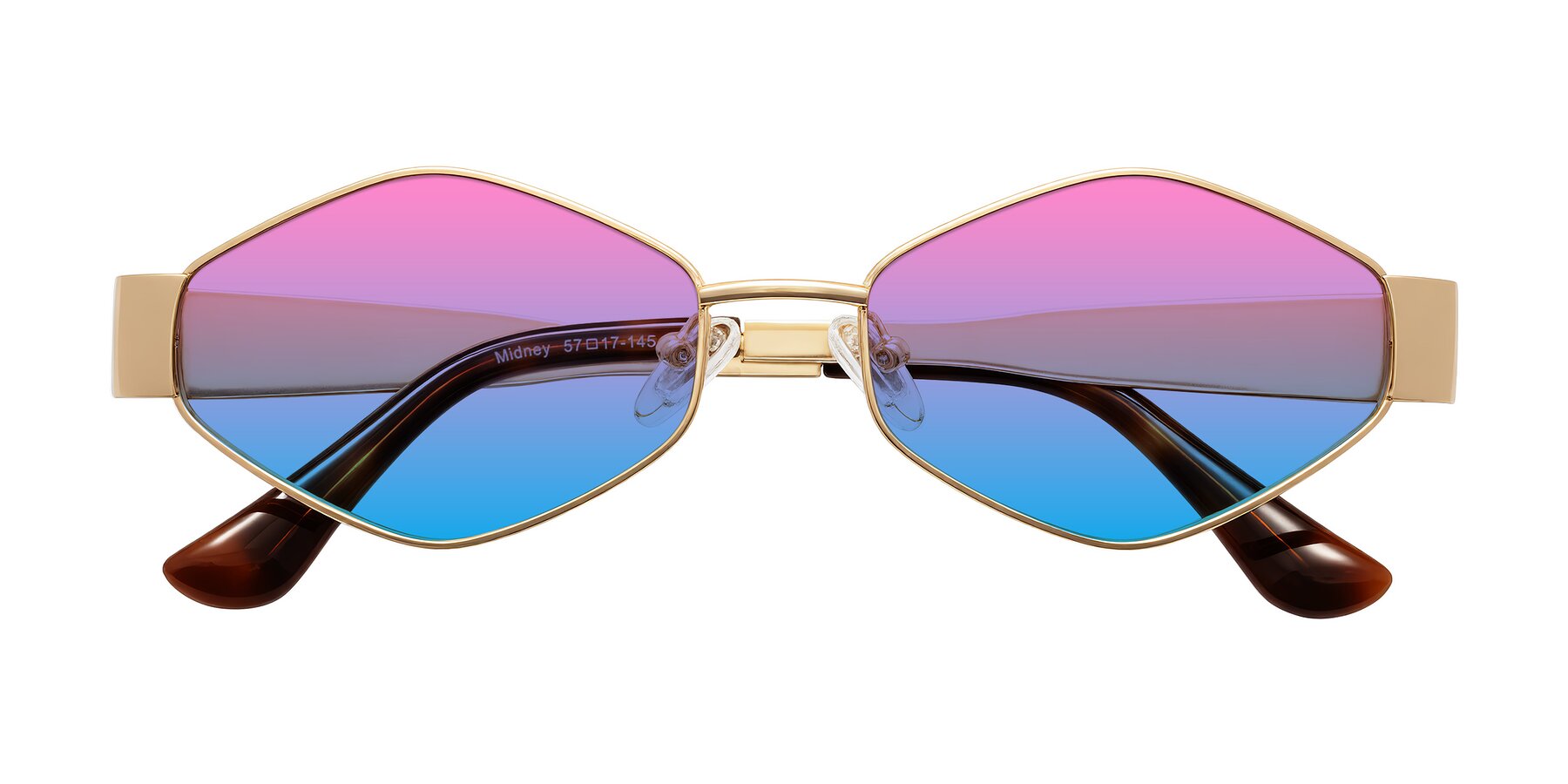 Folded Front of Midney in Gold with Pink / Blue Gradient Lenses
