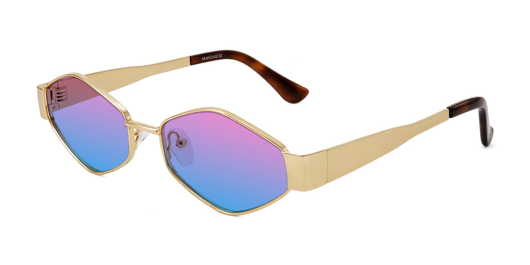 Angle of Midney in Gold with Pink / Blue Gradient Lenses