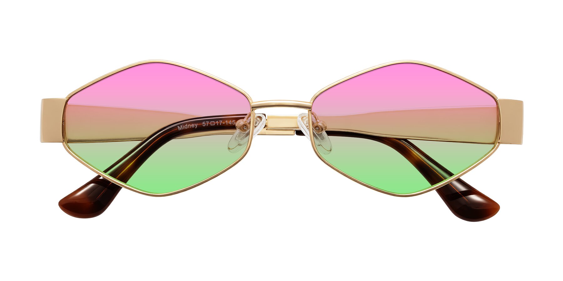 Folded Front of Midney in Gold with Pink / Green Gradient Lenses