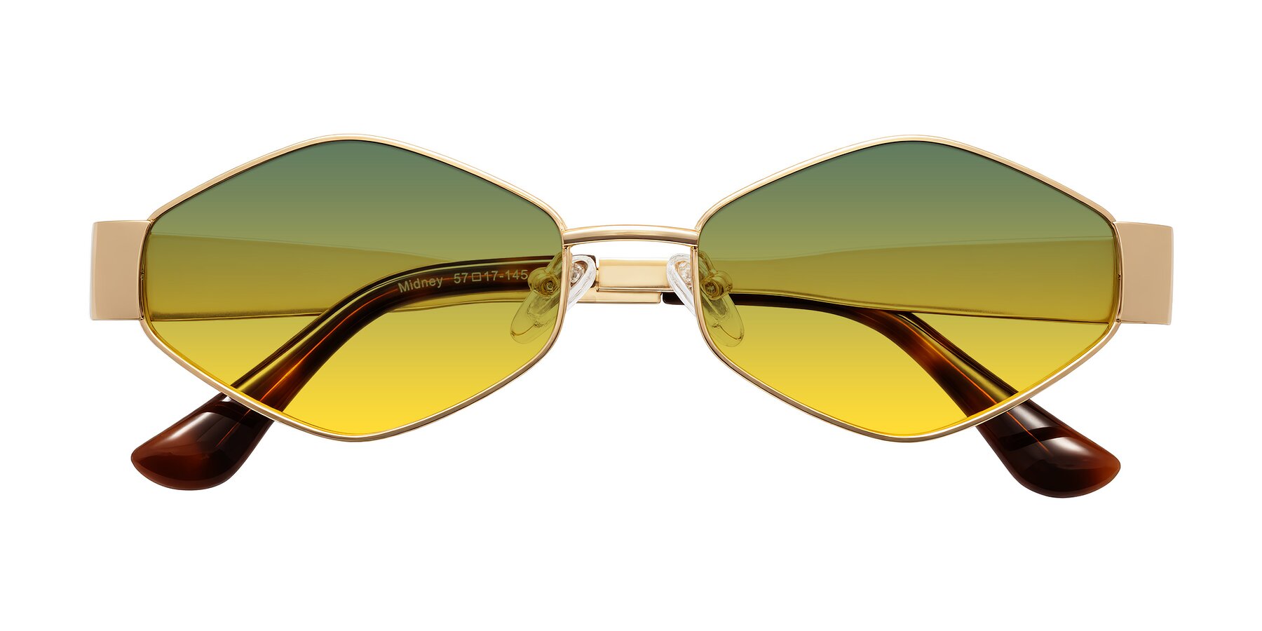 Folded Front of Midney in Gold with Green / Yellow Gradient Lenses
