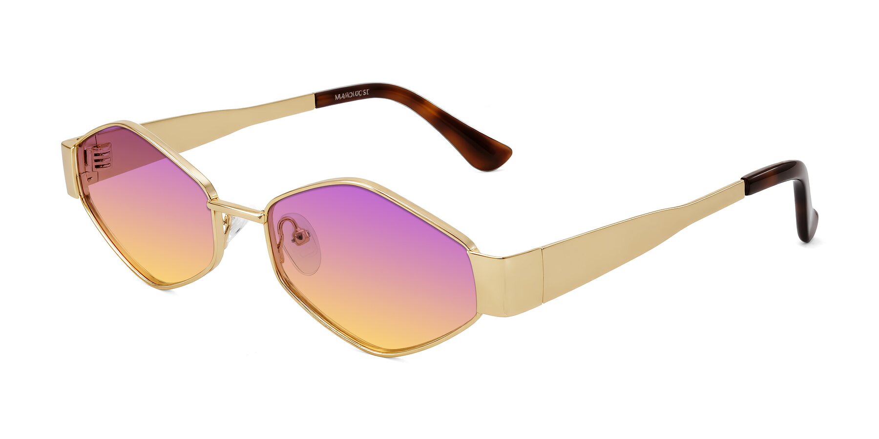 Angle of Midney in Gold with Purple / Yellow Gradient Lenses