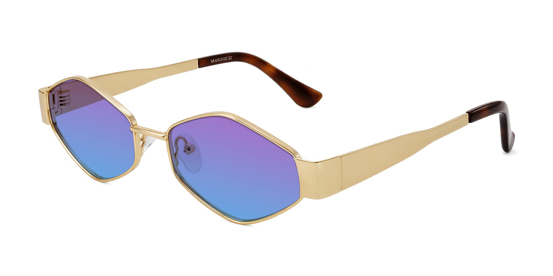 Angle of Midney in Gold with Purple / Blue Gradient Lenses
