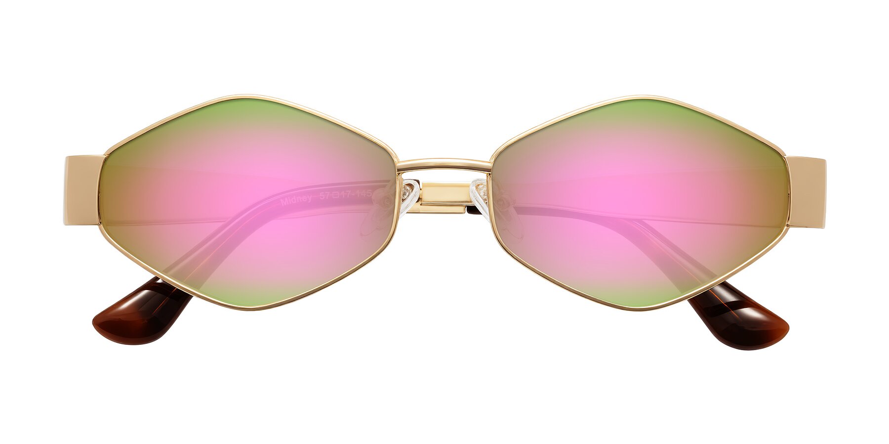 Folded Front of Midney in Gold with Pink Mirrored Lenses