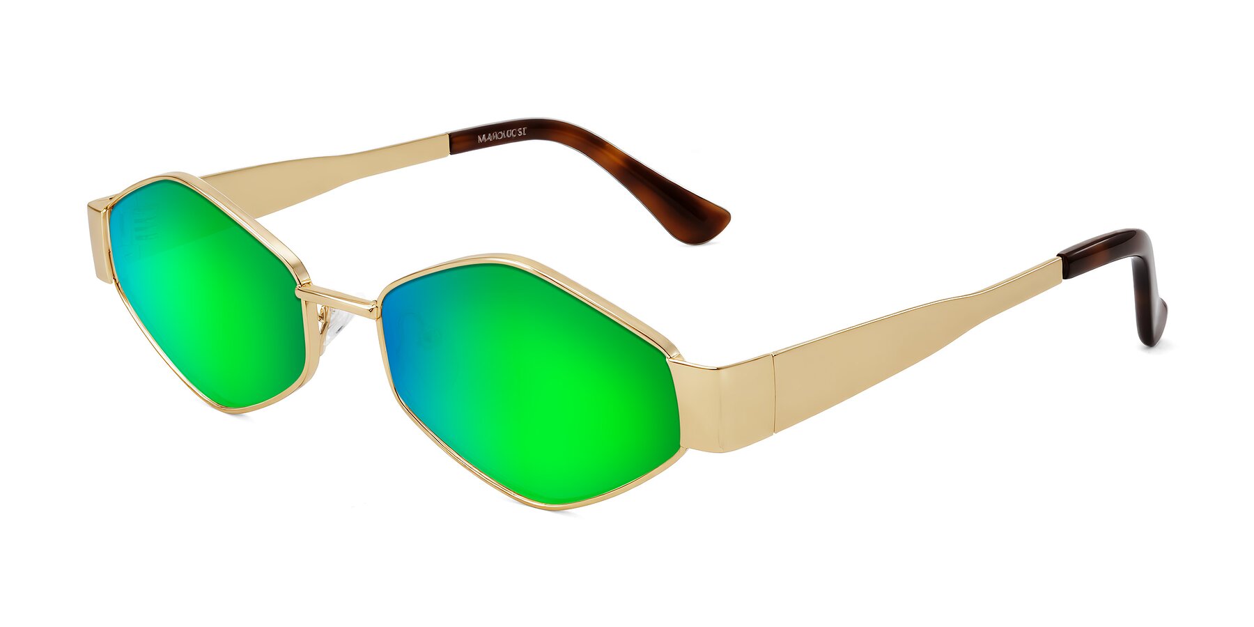Angle of Midney in Gold with Green Mirrored Lenses