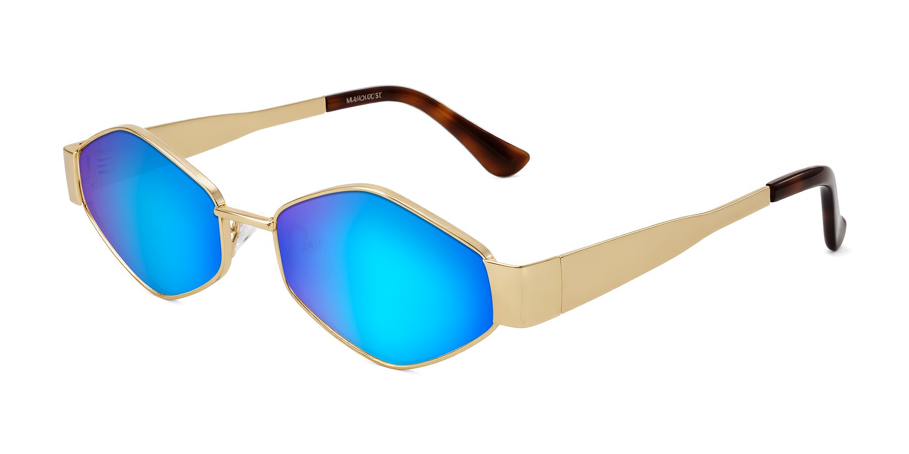 Angle of Midney in Gold with Blue Mirrored Lenses