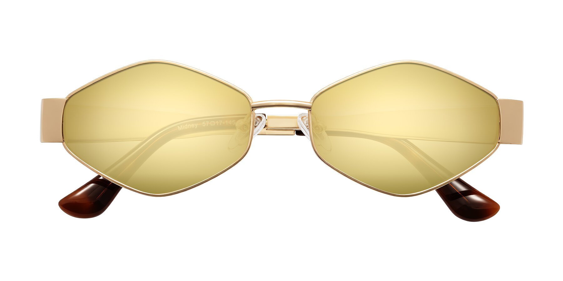Folded Front of Midney in Gold with Gold Mirrored Lenses