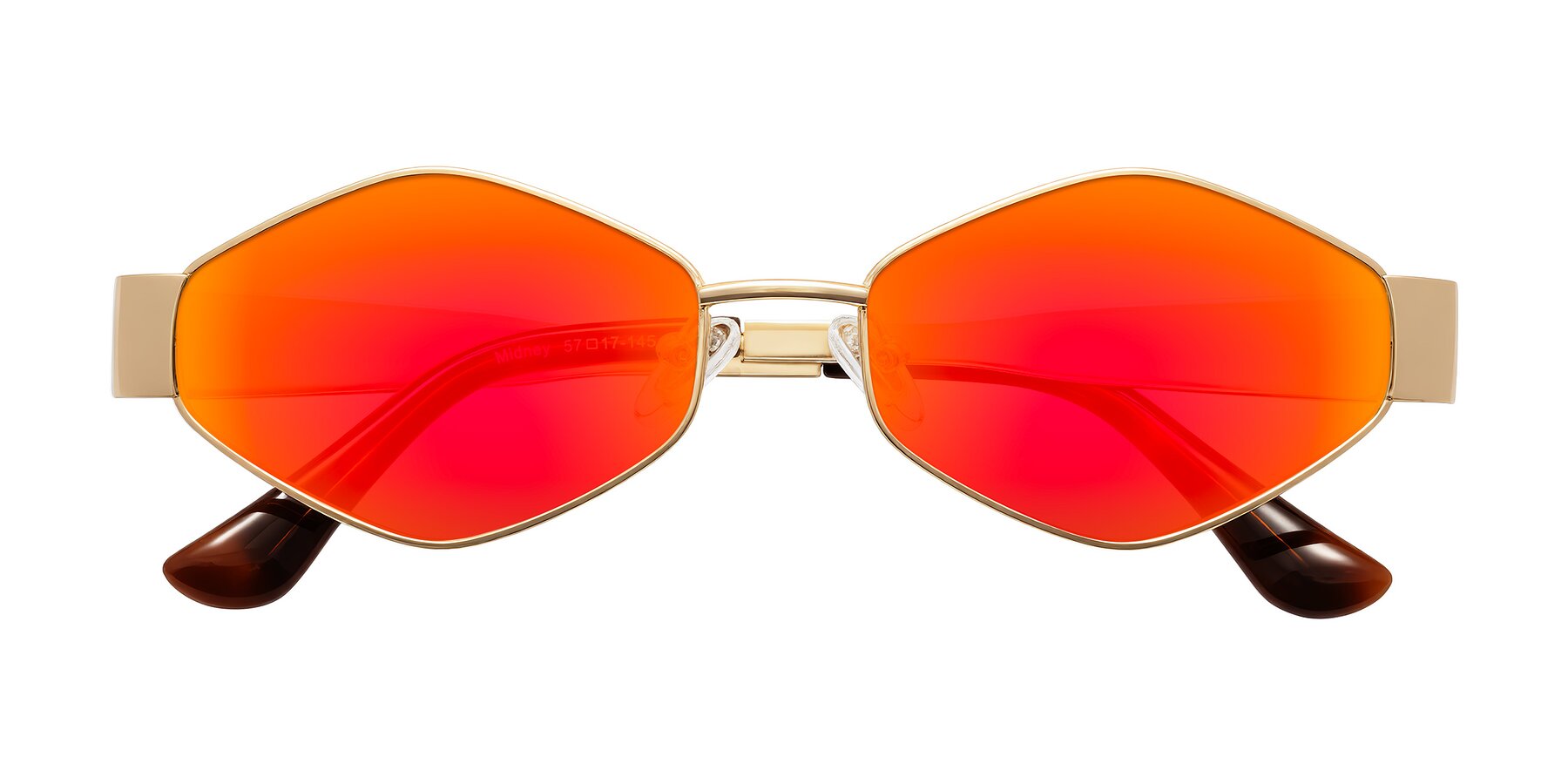 Folded Front of Midney in Gold with Red Gold Mirrored Lenses
