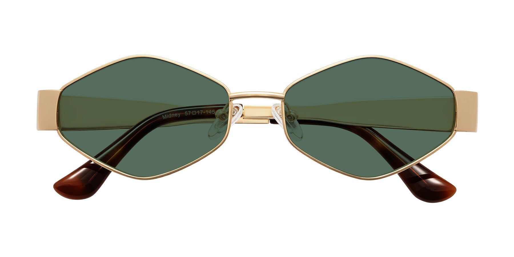 Folded Front of Midney in Gold with Green Polarized Lenses