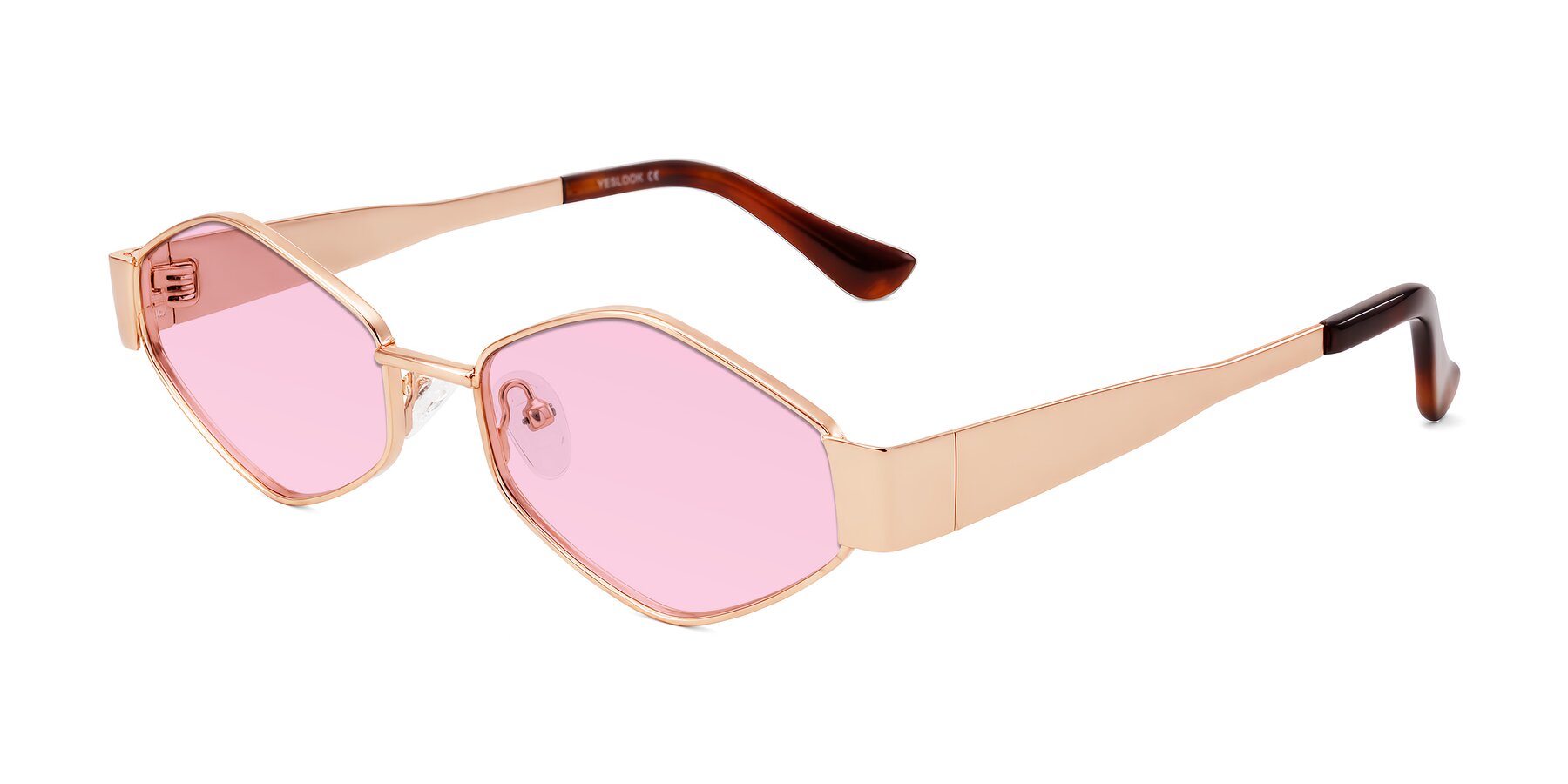 Angle of Midney in Rose Gold with Light Pink Tinted Lenses