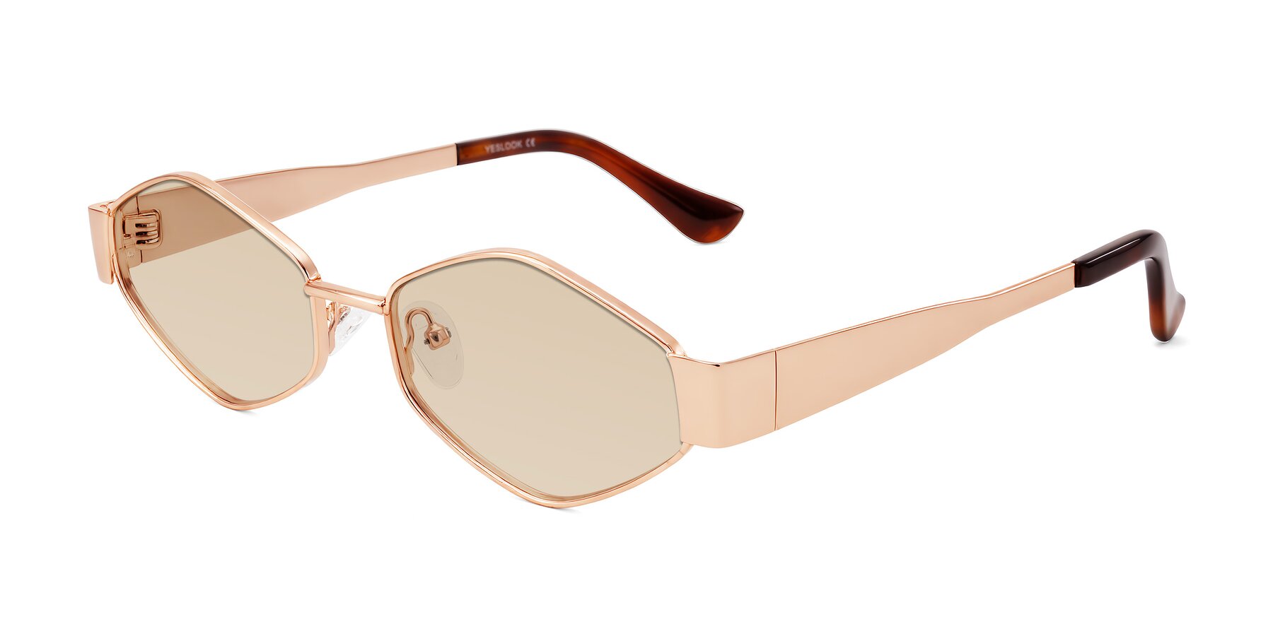 Angle of Midney in Rose Gold with Light Brown Tinted Lenses